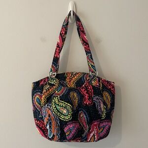 Vera Bradley Twilight Paisley Glenna Shoulder Tote Bag Zipper Quilted READ
